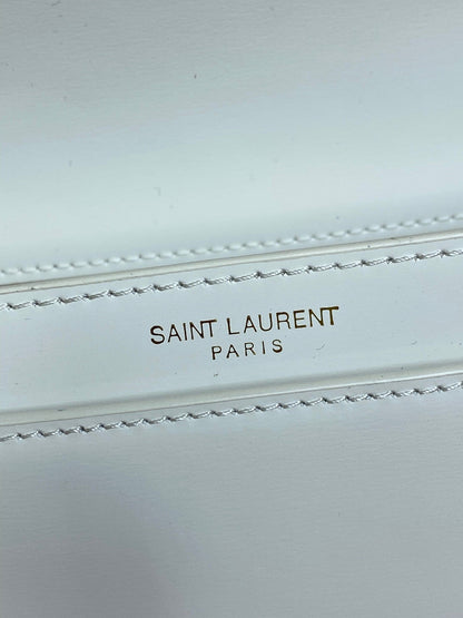 VOLTAIRE IN BOX SHOULDER BAG 21 IN WHITE CALFSKIN GOLD METALLIC