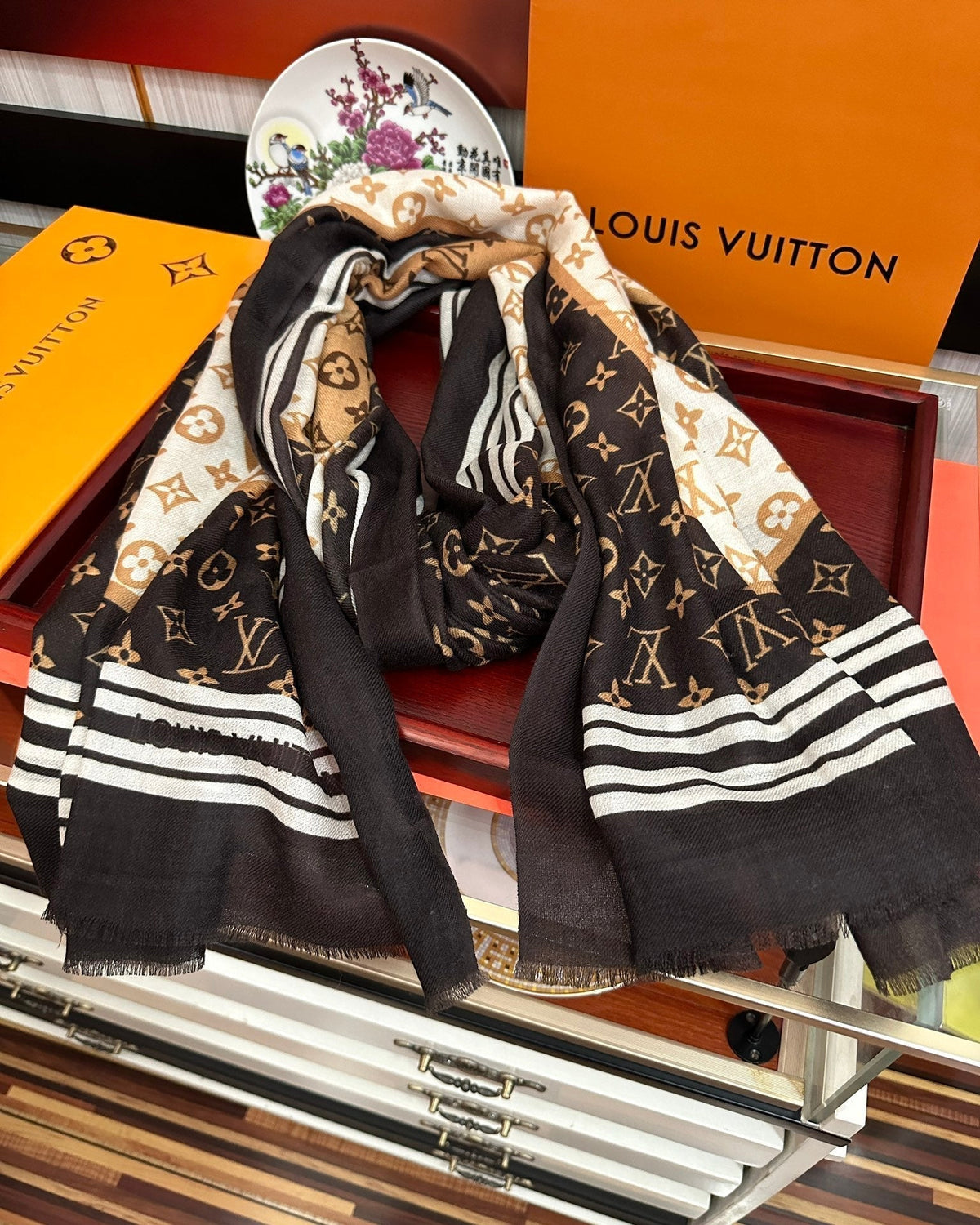 SCARF 200 CM IN BROWN CASHMERE 400031
