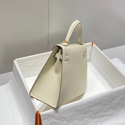 KELLY 25CM IN NATA EPSOM CALFSKIN GOLD HARDWARE