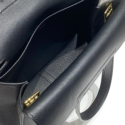 HALZAN 25 HANDLE BAG IN BLACK GRAINED CALFSKIN HARD HARDWARE