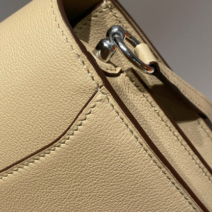 HM ROULIS 18 MINI BAG IN LIGHT BROWN CALFSKIN SILVER-TONE HARDWARE