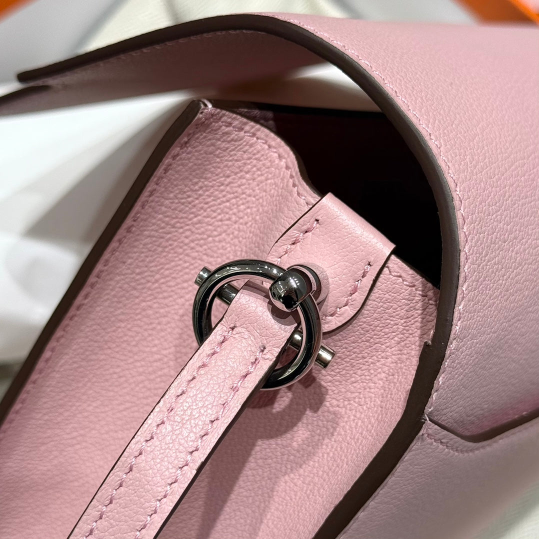 HM ROULIS 18 MINI BAG IN BABY PINK CALFSKIN SILVER-TONE HARDWARE