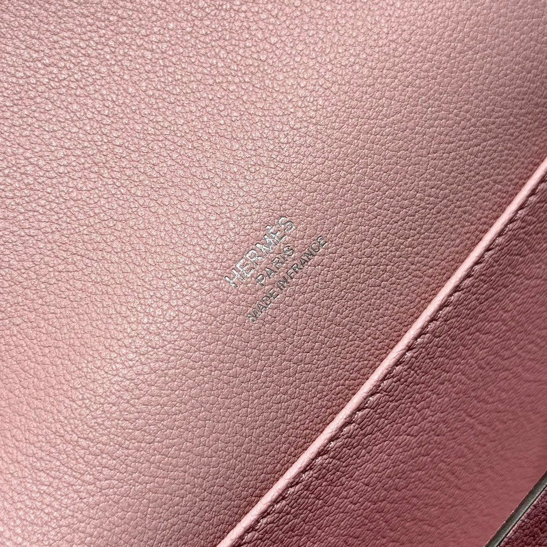HM ROULIS 18 MINI BAG IN BABY PINK CALFSKIN SILVER-TONE HARDWARE