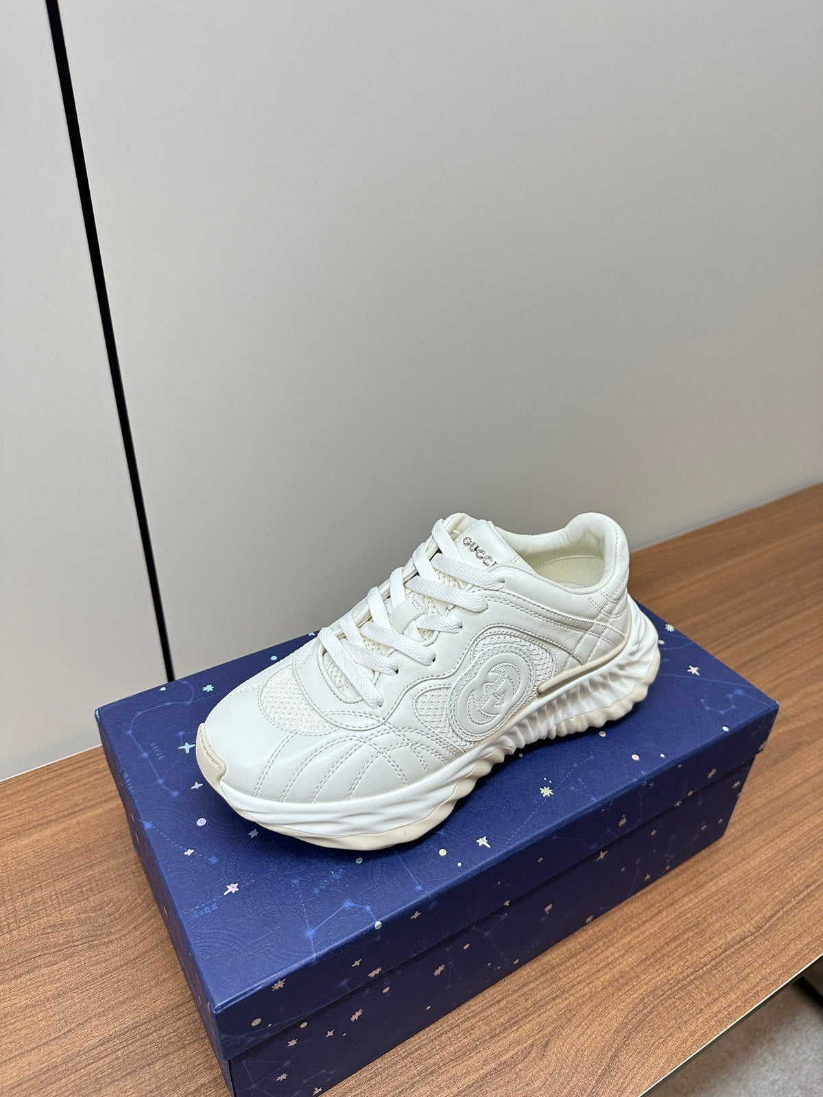 GG Ripple Leather Sneakers White