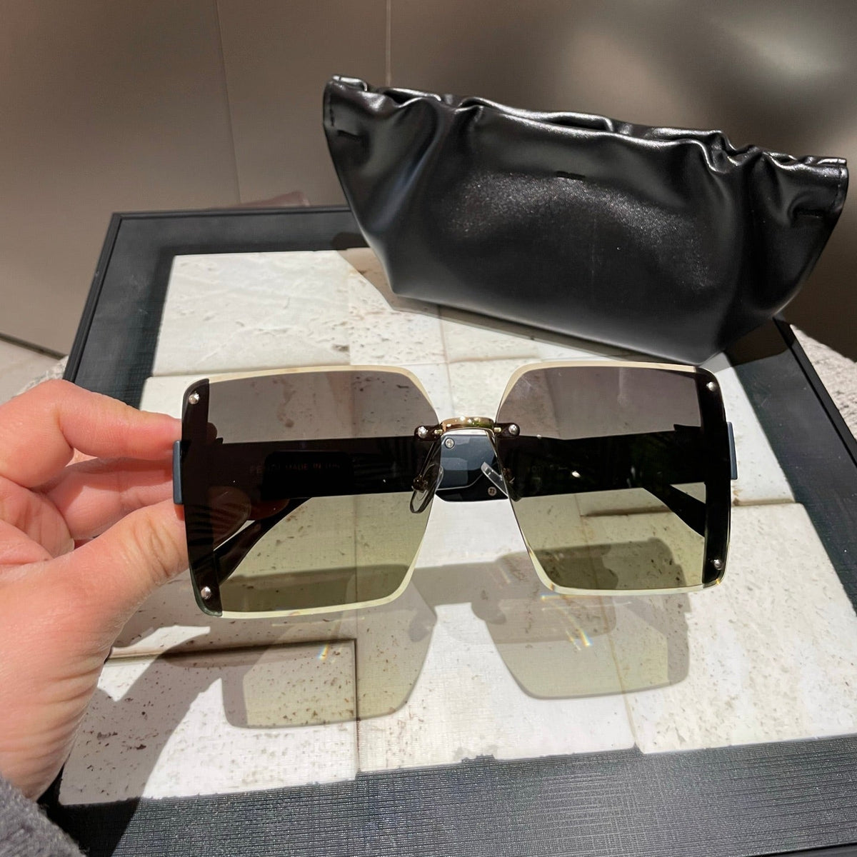 OVERSIZED FF DIAMONDS SQUARE FRAME SUNGLASSES 518548 IN ACETATE