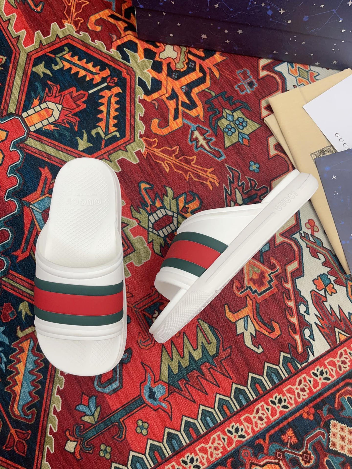 GG WEB SLIDE SANDAL WHITE RUBBER