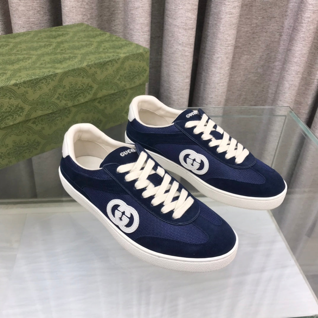 GG INTERLOCKING G SNEAKER DENIM BLUE SUEDE