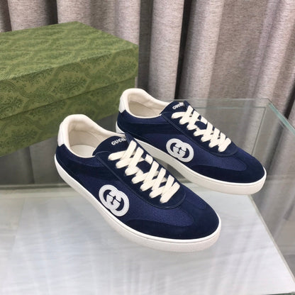 GG INTERLOCKING G SNEAKER DENIM BLUE SUEDE