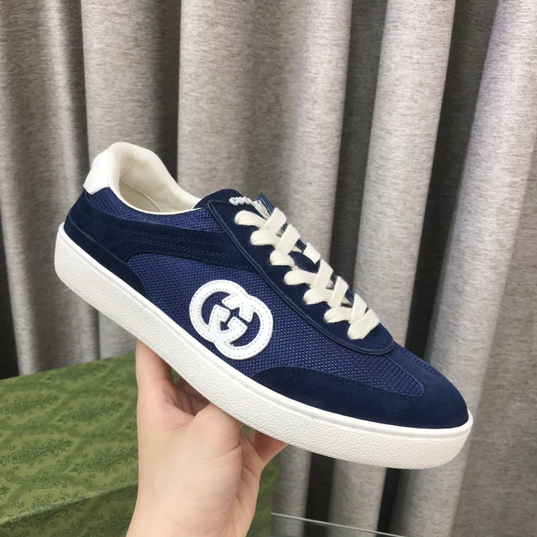 GG INTERLOCKING G SNEAKER DENIM BLUE SUEDE