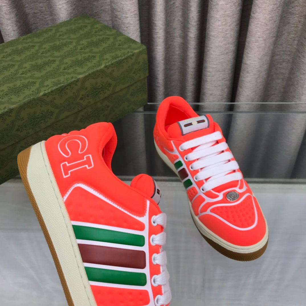 GG SCREENER SNEAKER WITH WEB ORANGE RED CALFSKIN