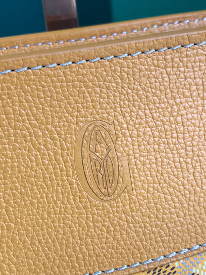 HIRONDELLE BAG 25 IN YELLOW LAMBSKIN AND GOYARDINE CANVAS