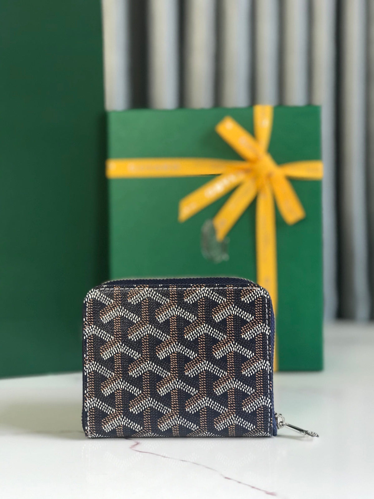 MATIGNON MINI WALLET 11 IN NAVY BLUE GOYARDINE CANVAS AND CALFSKIN