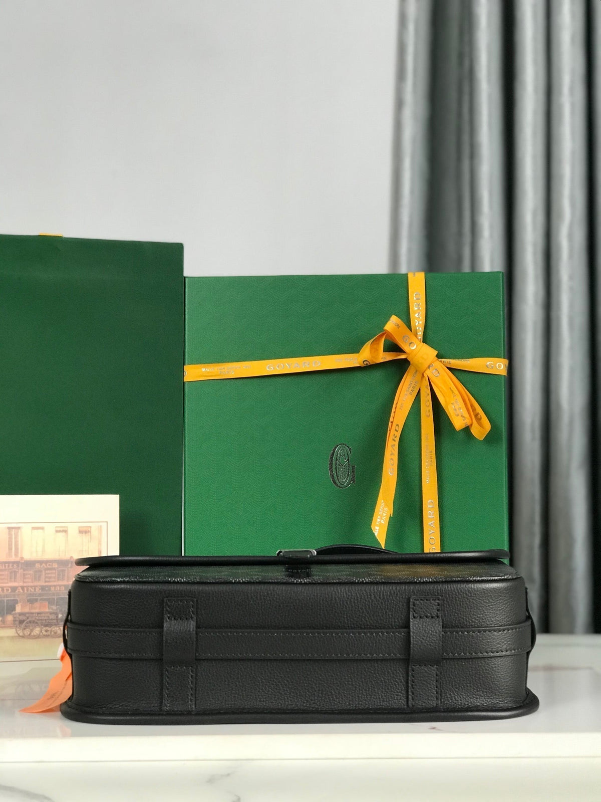 BELVEDERE MM BAG 28 IN BLACK GOYARDINE CANVAS AND CALFSKIN