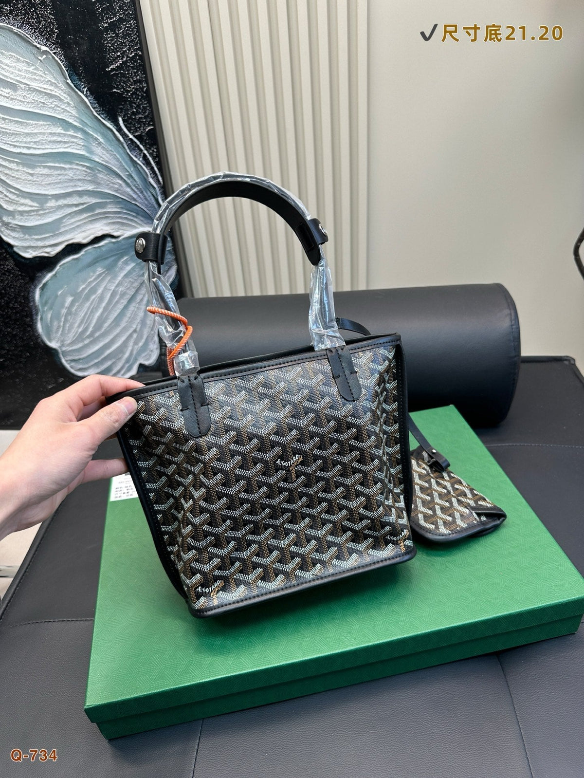 ANJOU MINI BAG 21 IN BLACK GOYARDINE CANVAS AND CALFSKIN
