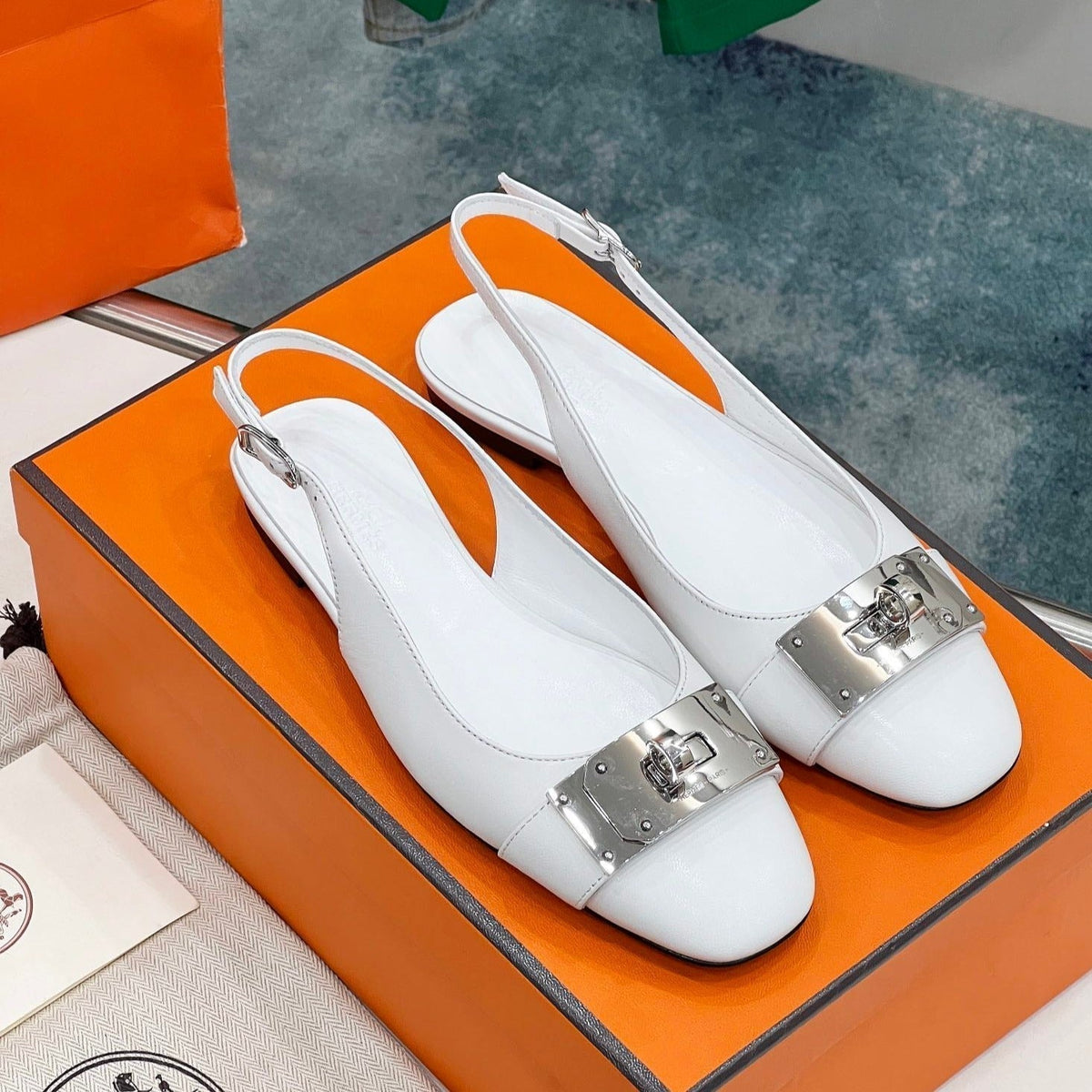 INNOCENTE SLINGBACK WHITE CALFSKIN