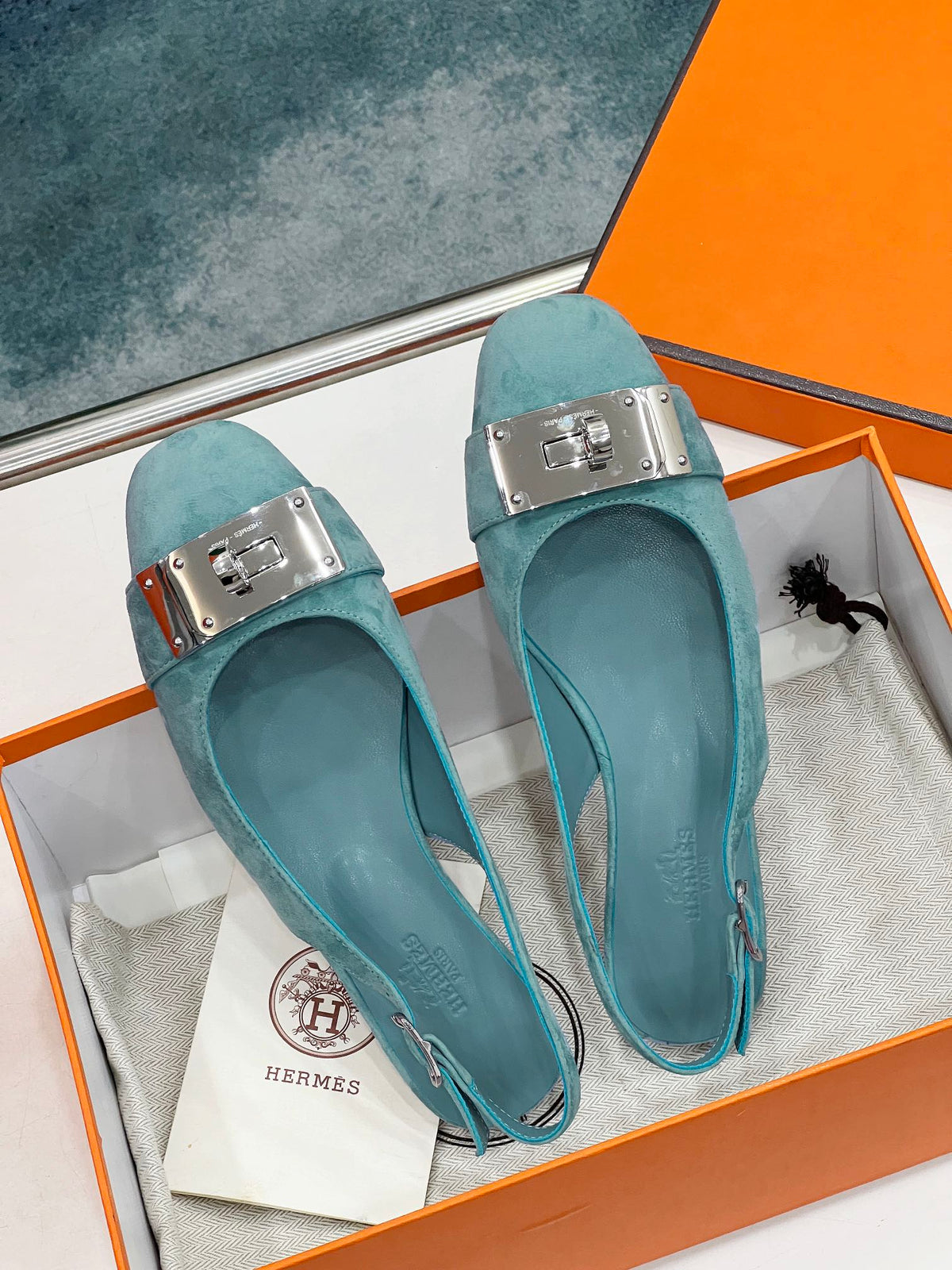 INNOCENTE SLINGBACK TEAL SUEDE