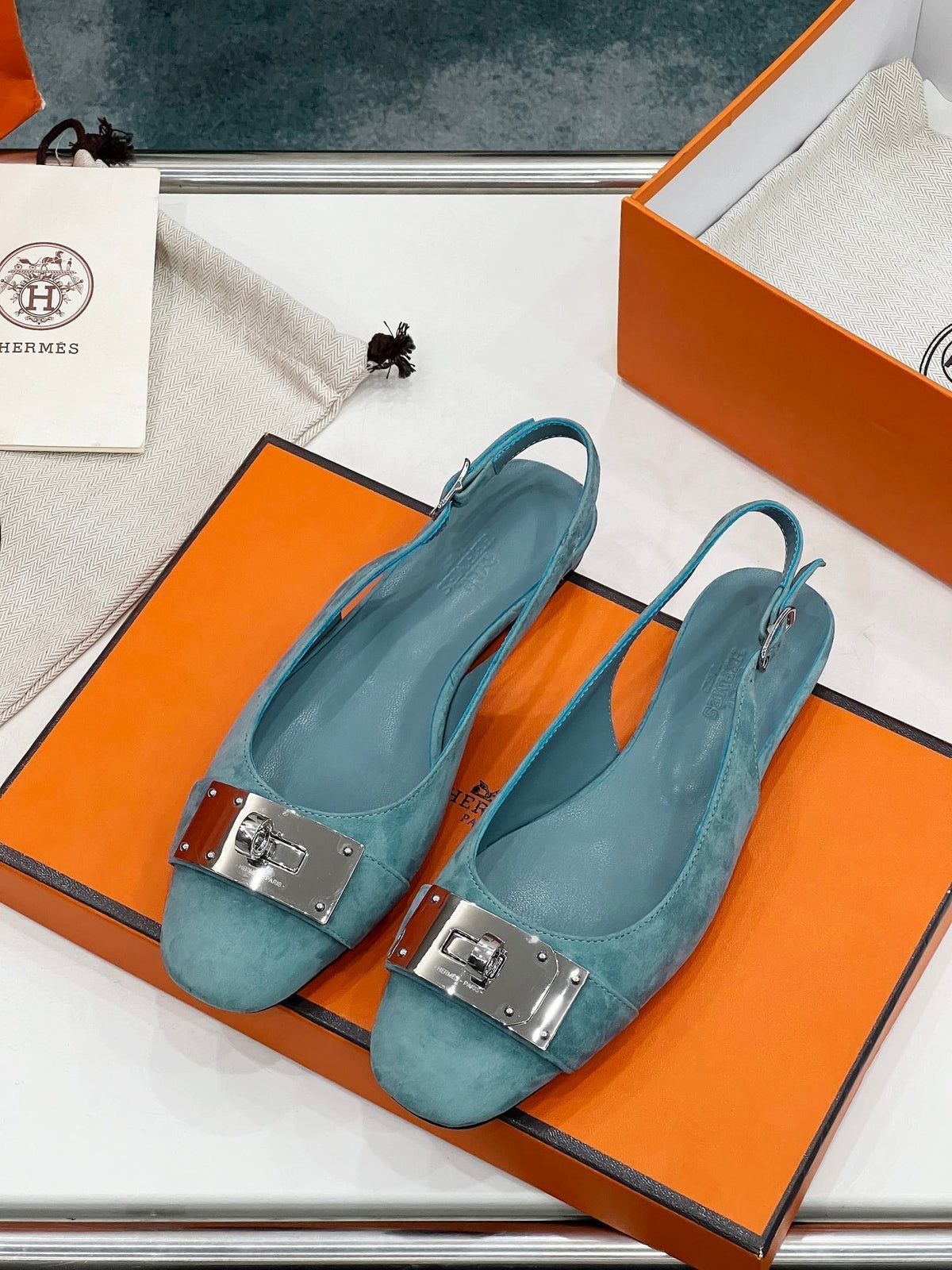 INNOCENTE SLINGBACK TEAL SUEDE