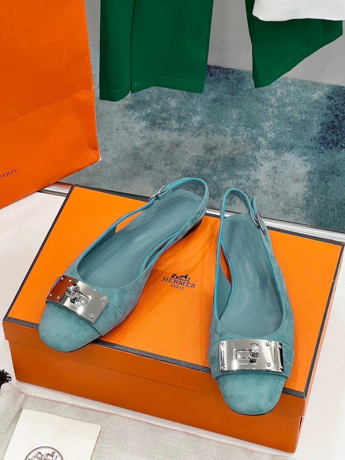 INNOCENTE SLINGBACK TEAL SUEDE