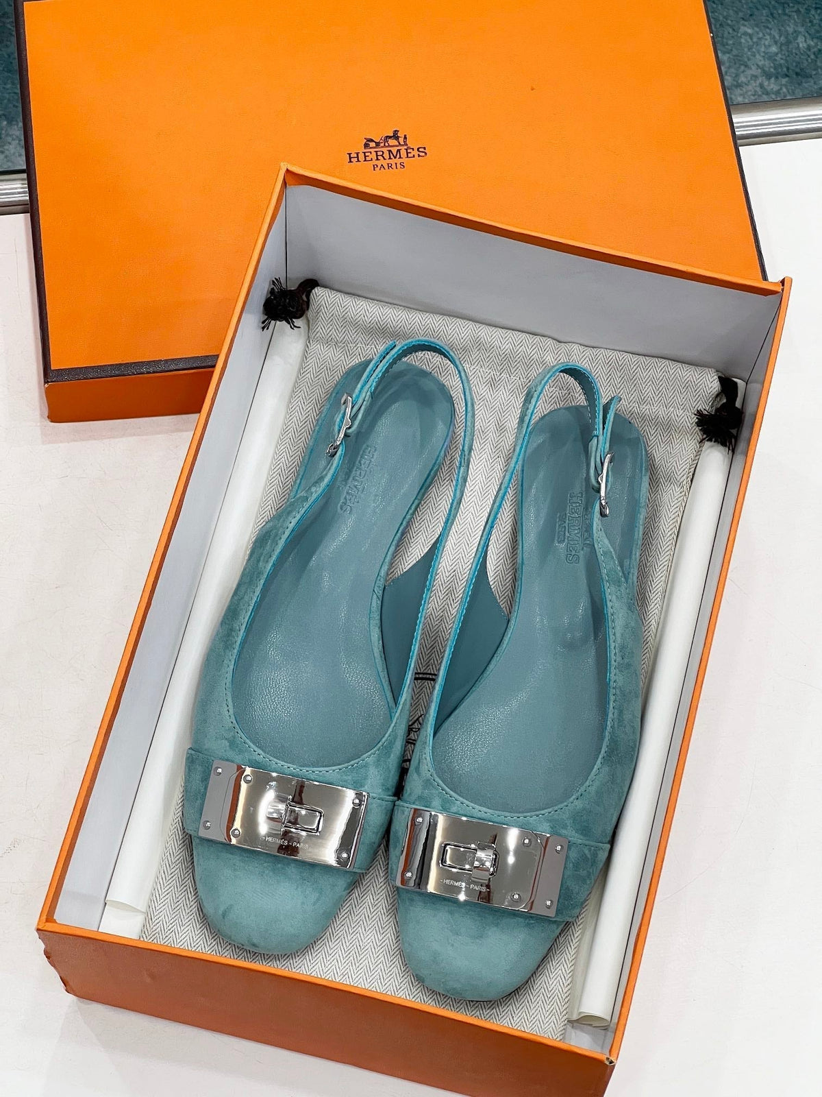 INNOCENTE SLINGBACK TEAL SUEDE