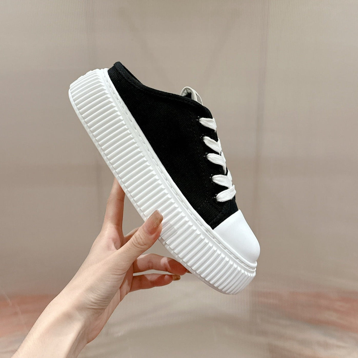 Sneakers Mules Black Canvas