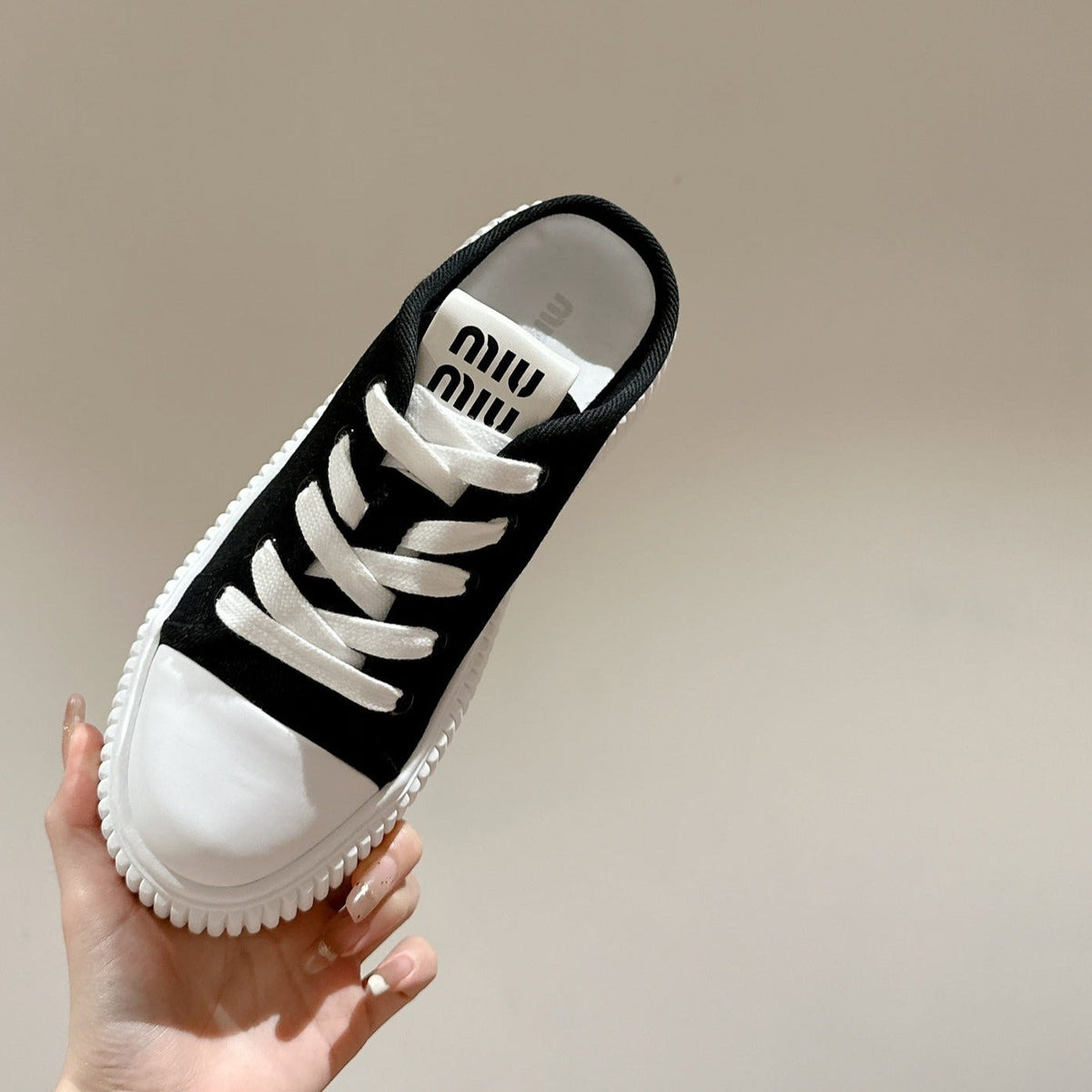 Sneakers Mules Black Canvas