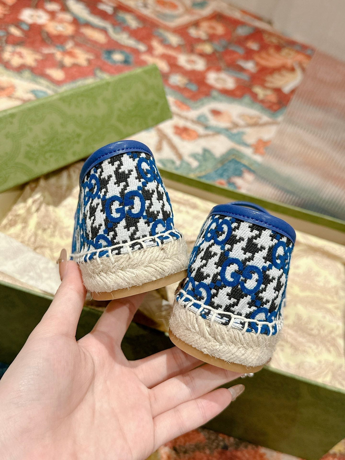 GG ESPADRILLE LOAFER COBALT AND BLACK CANVAS