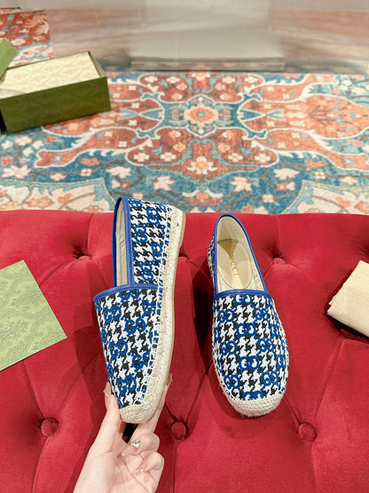 GG ESPADRILLE LOAFER COBALT AND BLACK CANVAS