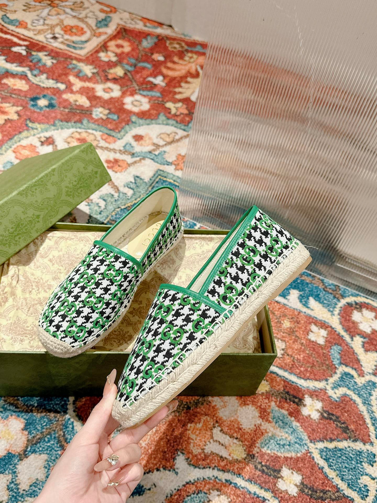 GG ESPADRILLE LOAFER GREEN CANVAS