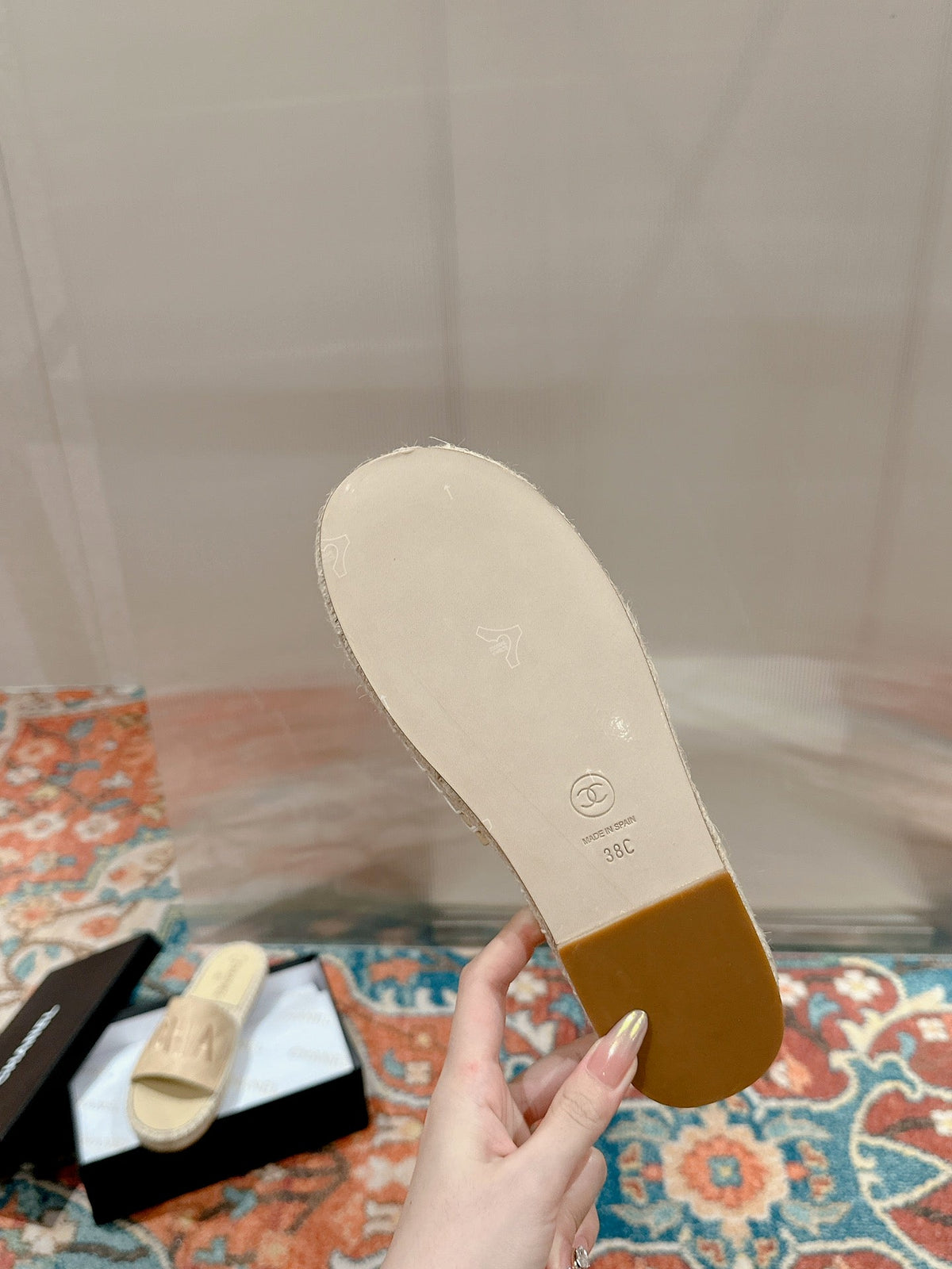 FLAT SLIPPERS IN BEIGE LAMBSKIN MIX WOVEN