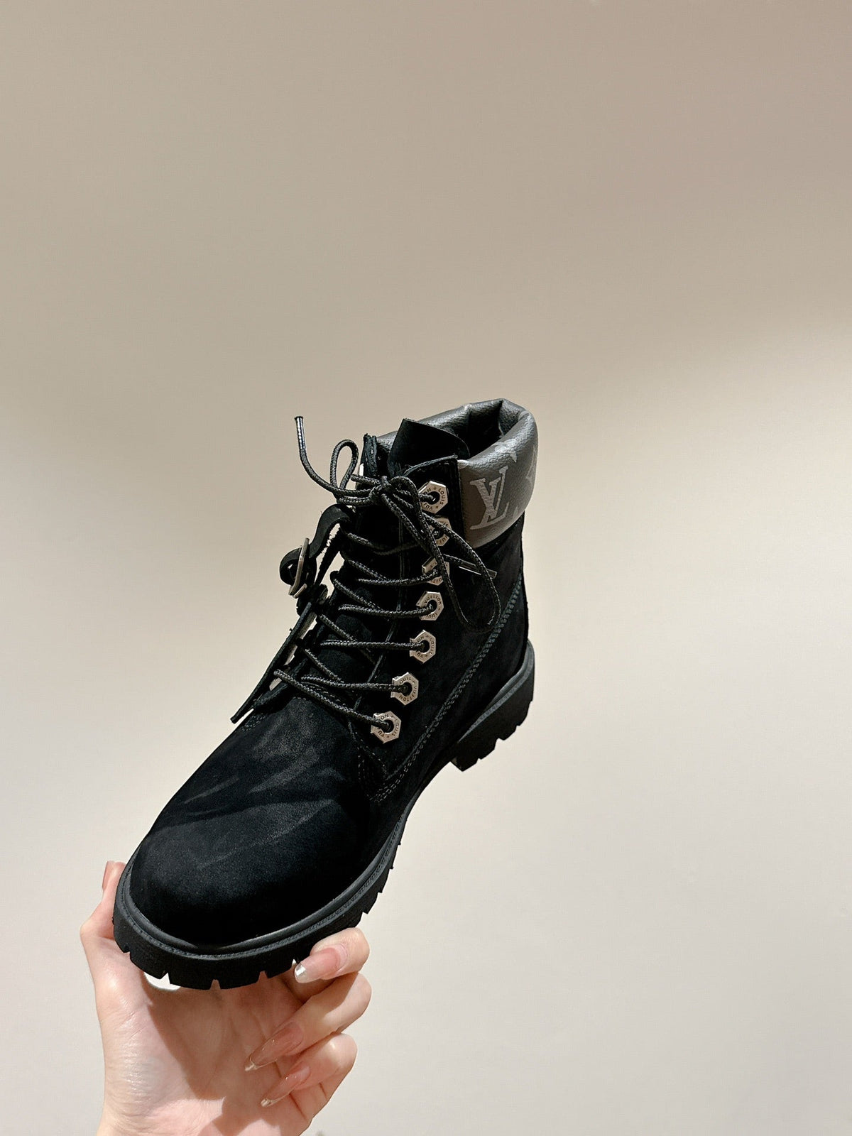 LV X TIMBERLAND ANKLE BOOT IN BLACK SUEDE
