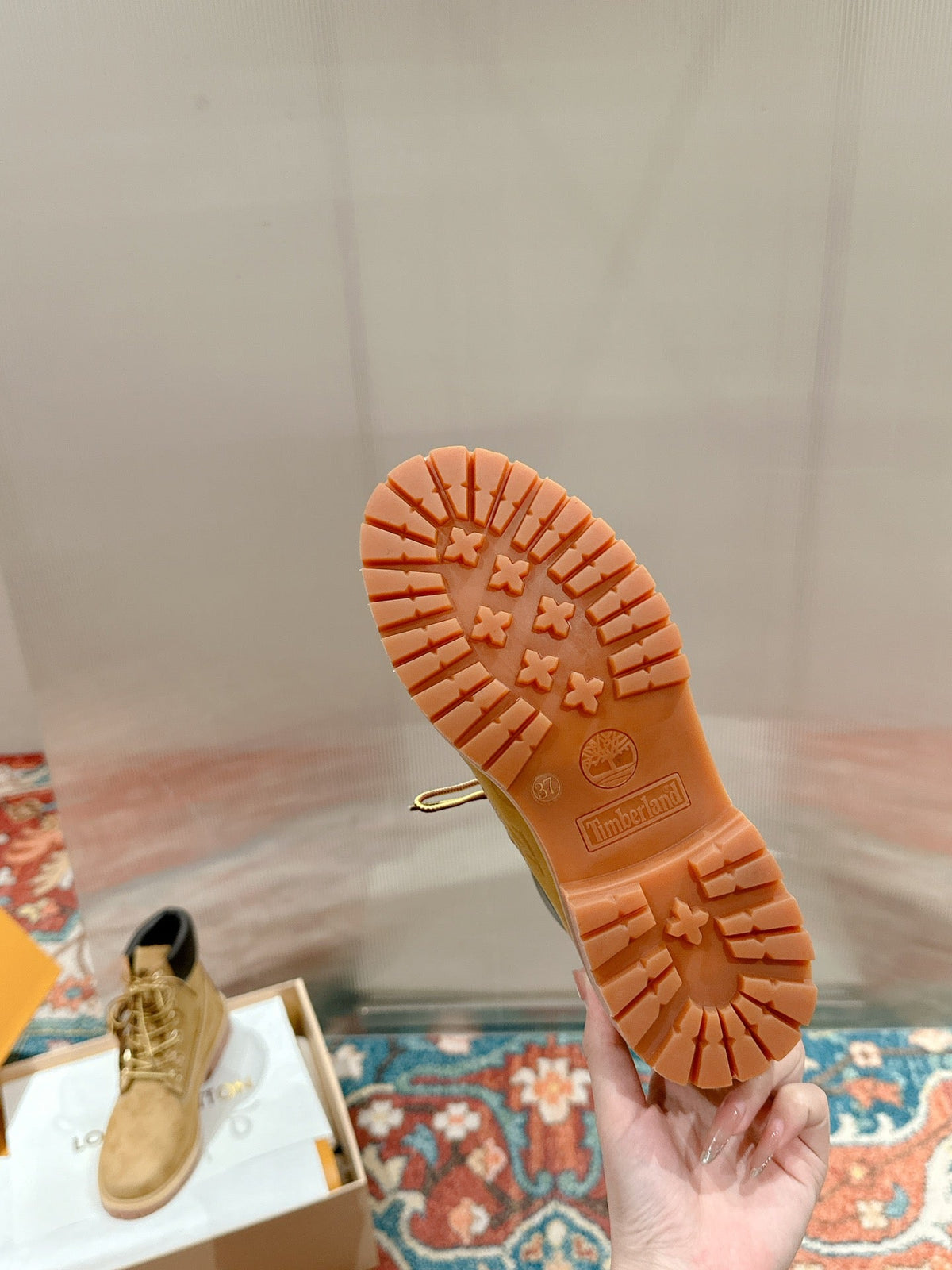 LV X TIMBERLAND ANKLE BOOT IN TORTILLA BROWN MONOGRAM SUEDE