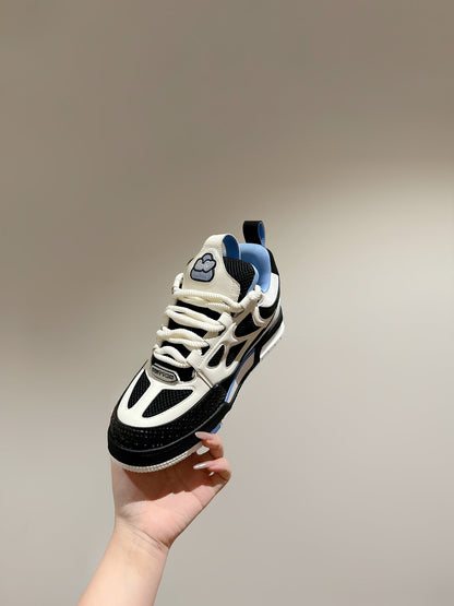 LV SKATE SNEAKER IN WHITE MIX BLACK AND SKY BLUE CALFSKIN
