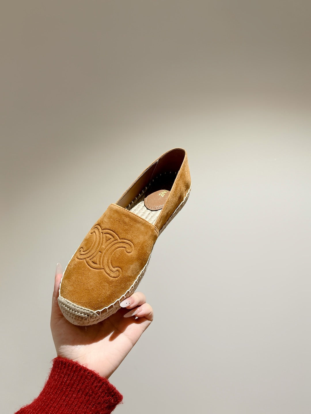ESPADRILLES PEANUT BROWN SUEDE EMBOSSED LOGO