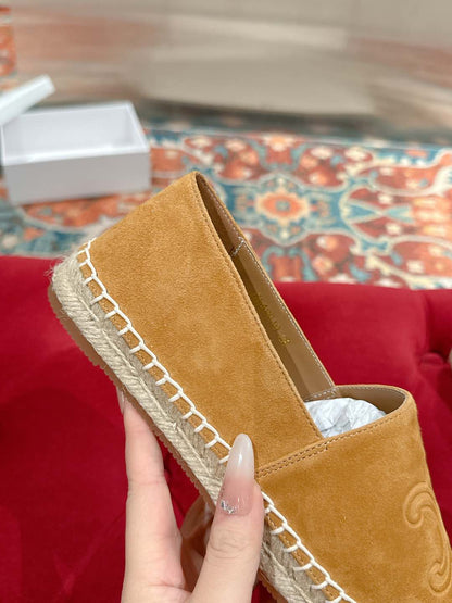 ESPADRILLES PEANUT BROWN SUEDE EMBOSSED LOGO