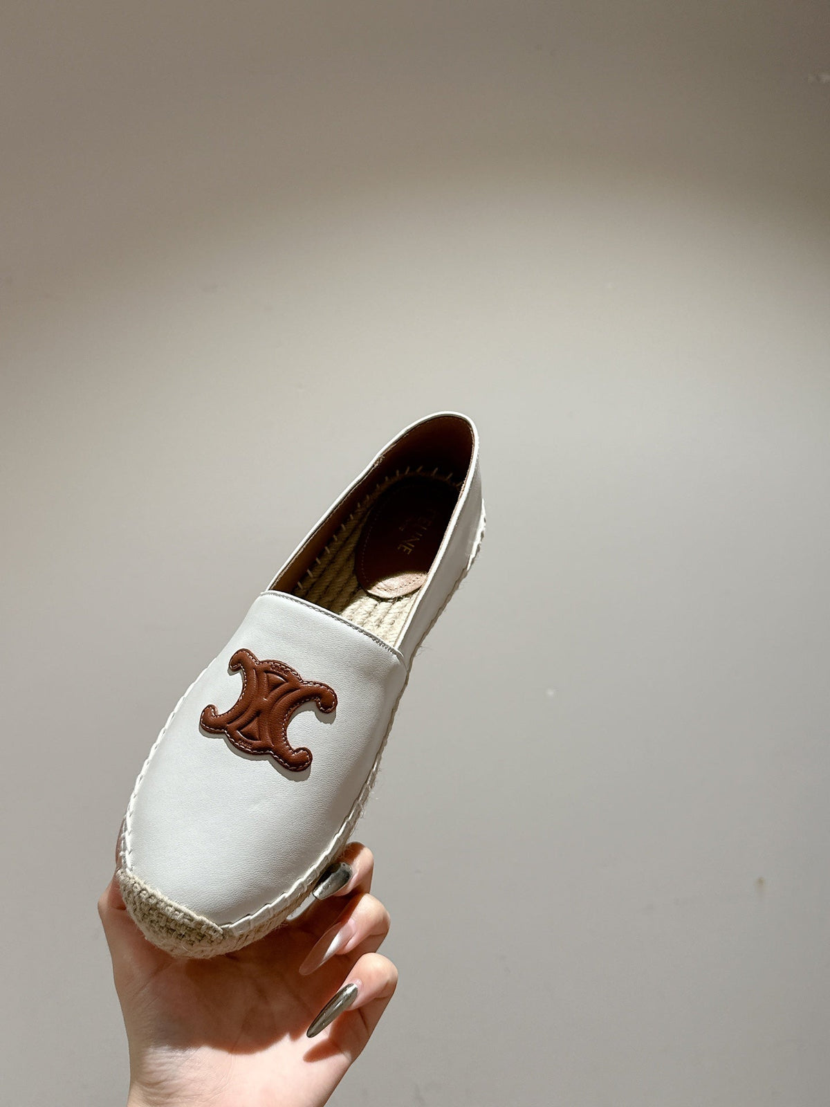 ESPADRILLES WHITE LAMBSKIN BROWN TRIOMPHE