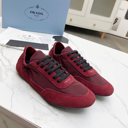 COLLAPSE SNEAKERS IN BURGUNDY RED SUEDE AND NYLON