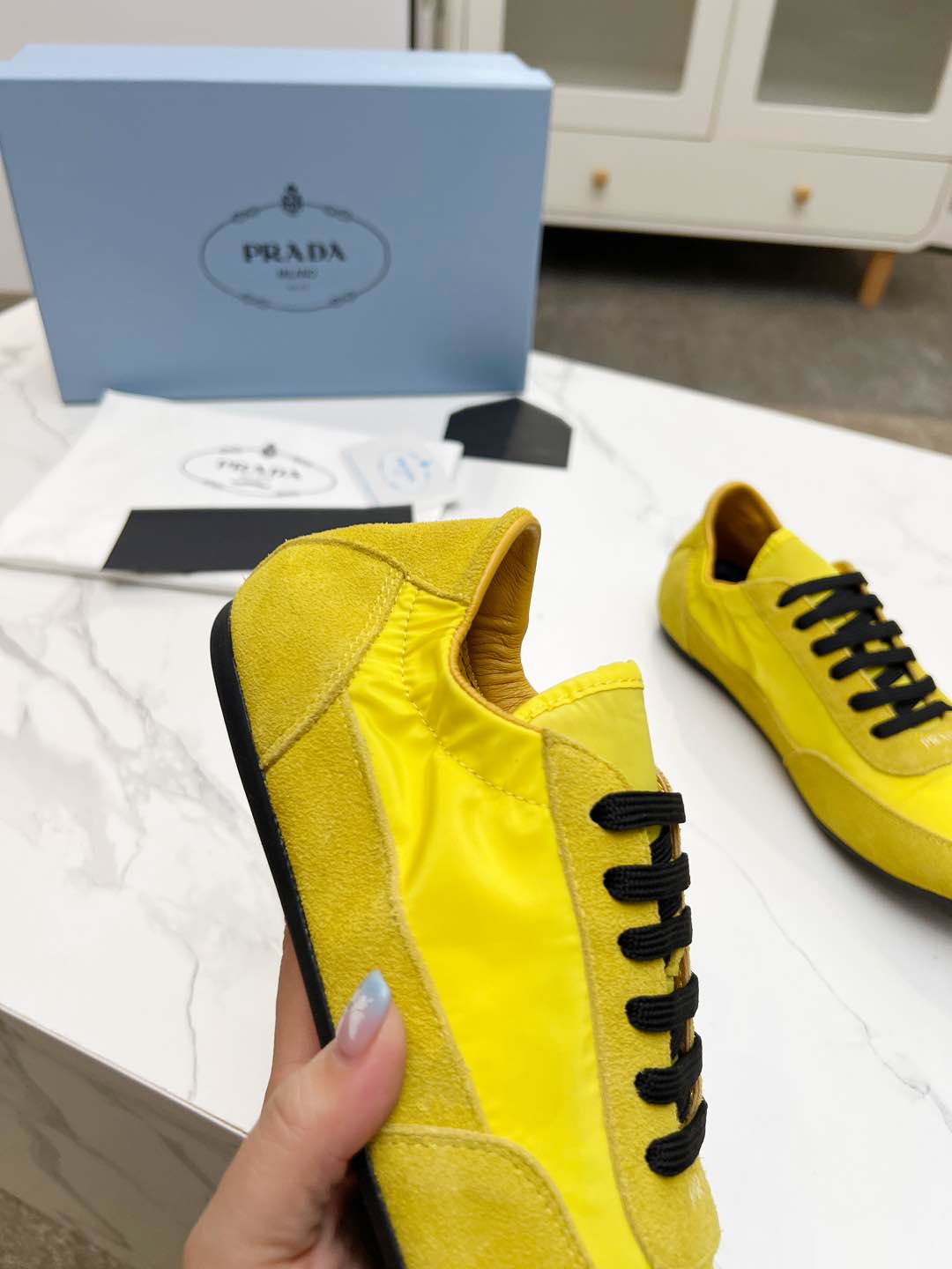 COLLAPSE SNEAKERS IN YELLOW SUEDE AND NYLON