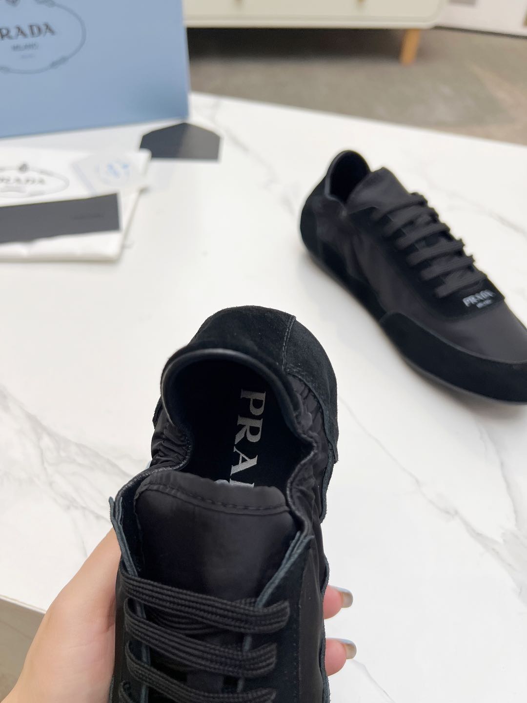 COLLAPSE SNEAKERS IN BLACK SUEDE AND NYLON