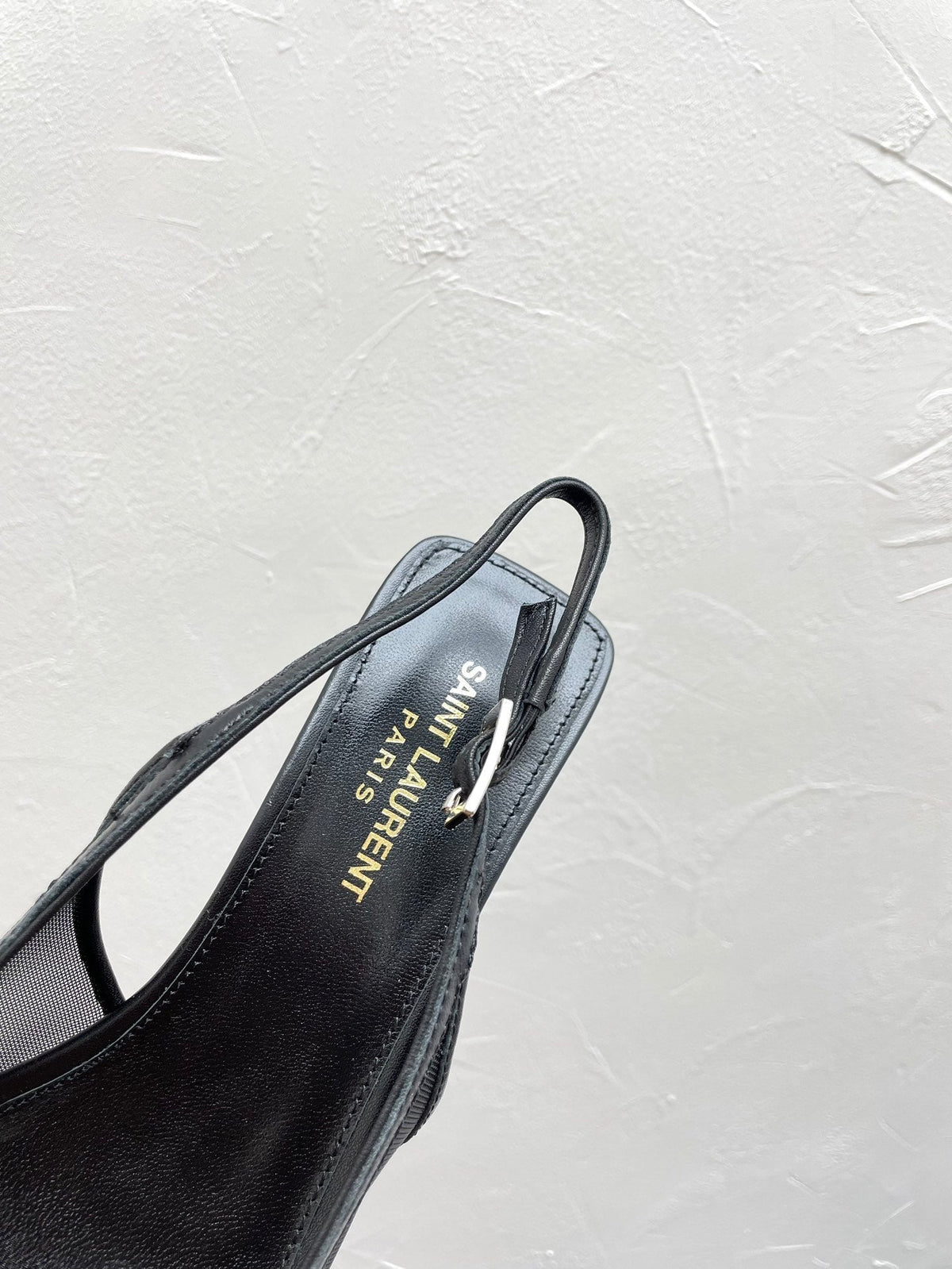 OXALIS SLINGBACK PUMPS 30 IN MESH BLACK LEATHER
