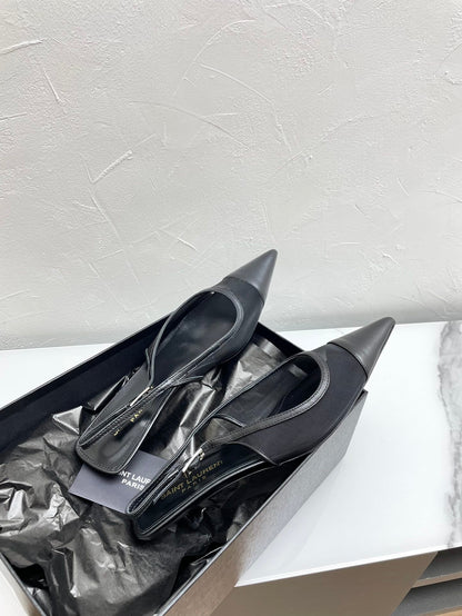 OXALIS SLINGBACK PUMPS 30 IN MESH BLACK LEATHER