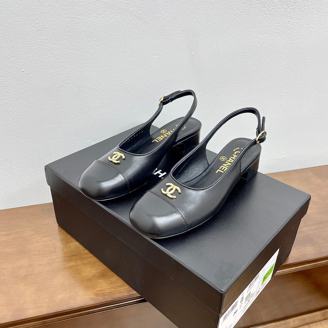 HIGH SLINGBACKS BLACK CALFSKIN