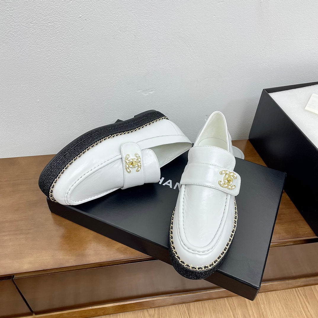 PLATFORM LOAFERS WHITE CALFSKIN