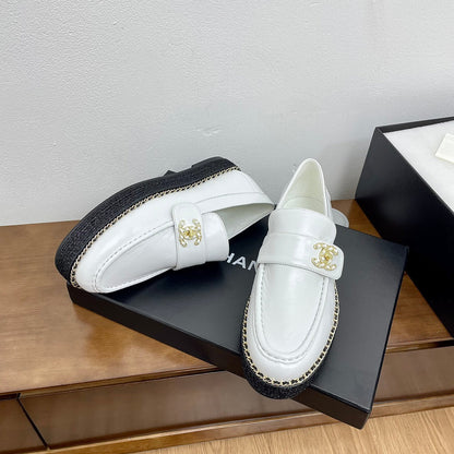 PLATFORM LOAFERS WHITE CALFSKIN