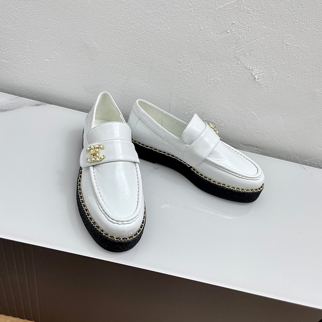 PLATFORM LOAFERS WHITE CALFSKIN