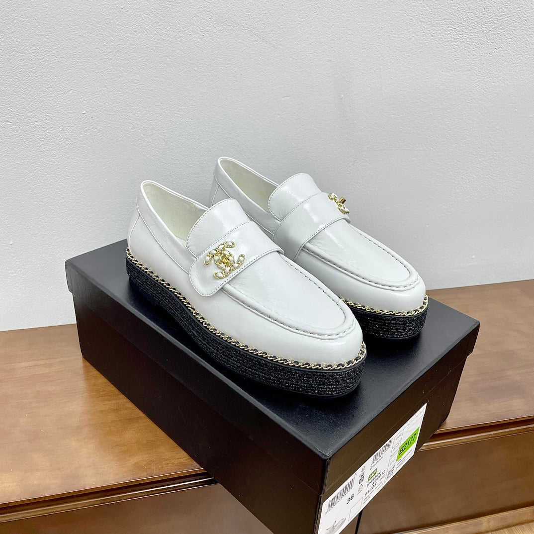 PLATFORM LOAFERS WHITE CALFSKIN