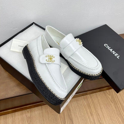 PLATFORM LOAFERS WHITE CALFSKIN