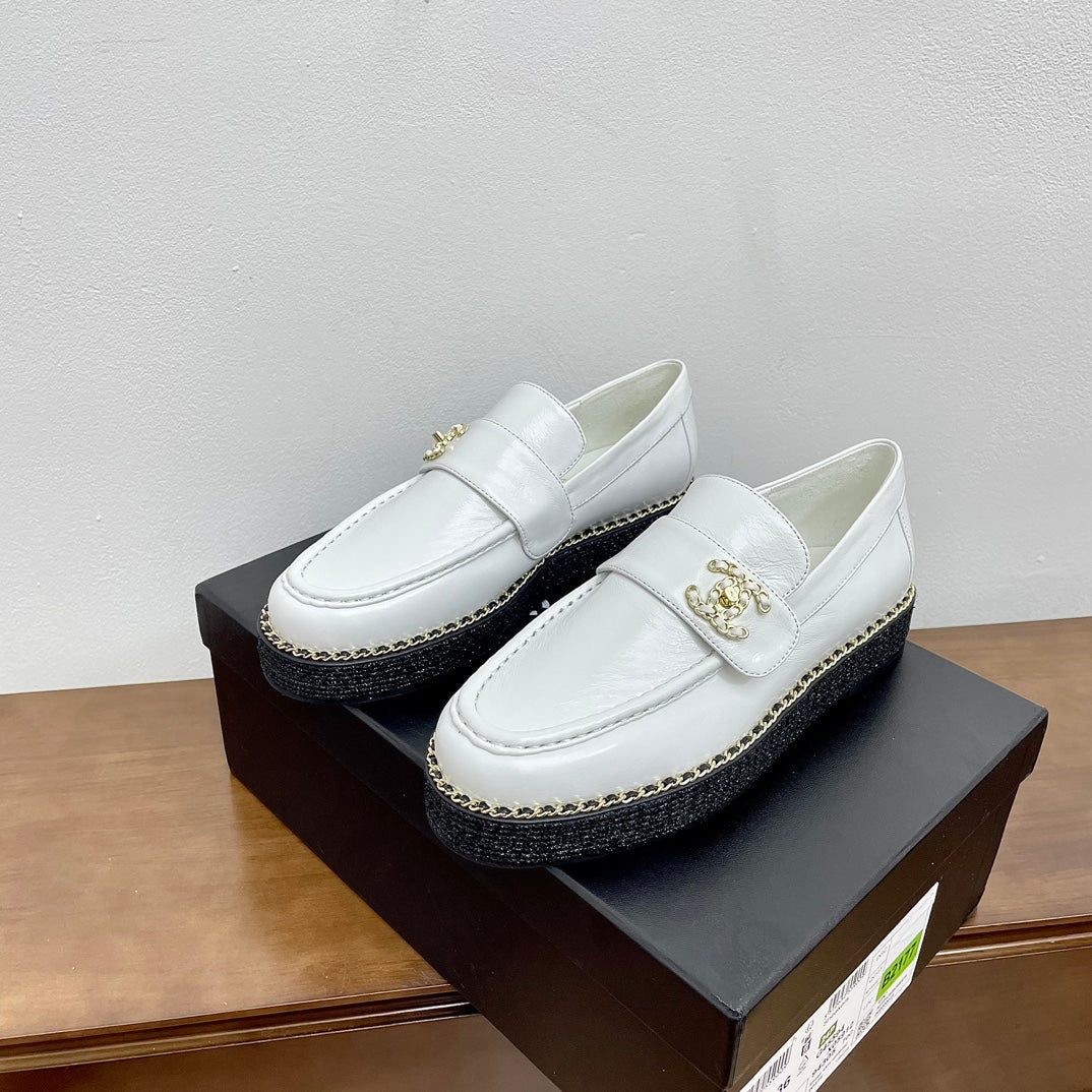 PLATFORM LOAFERS WHITE CALFSKIN