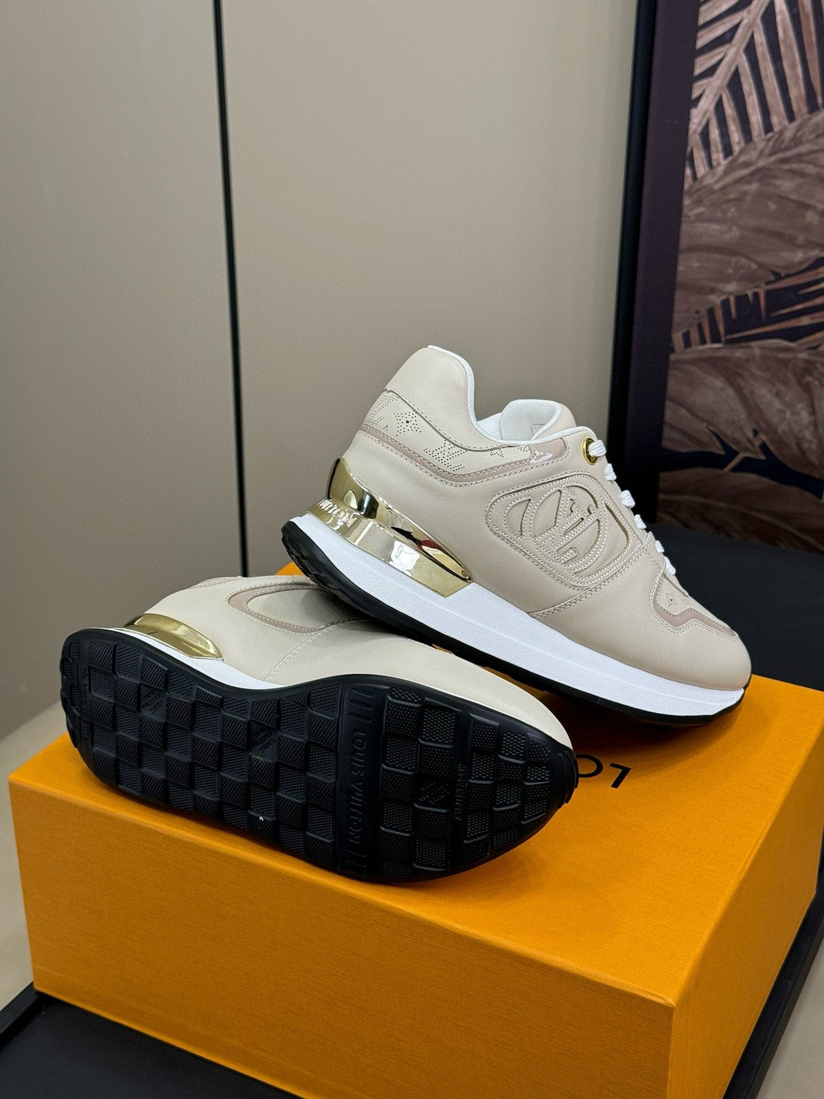 LV NEO RUN AWAY SNEAKER IN KHAKI TAN CALFSKIN
