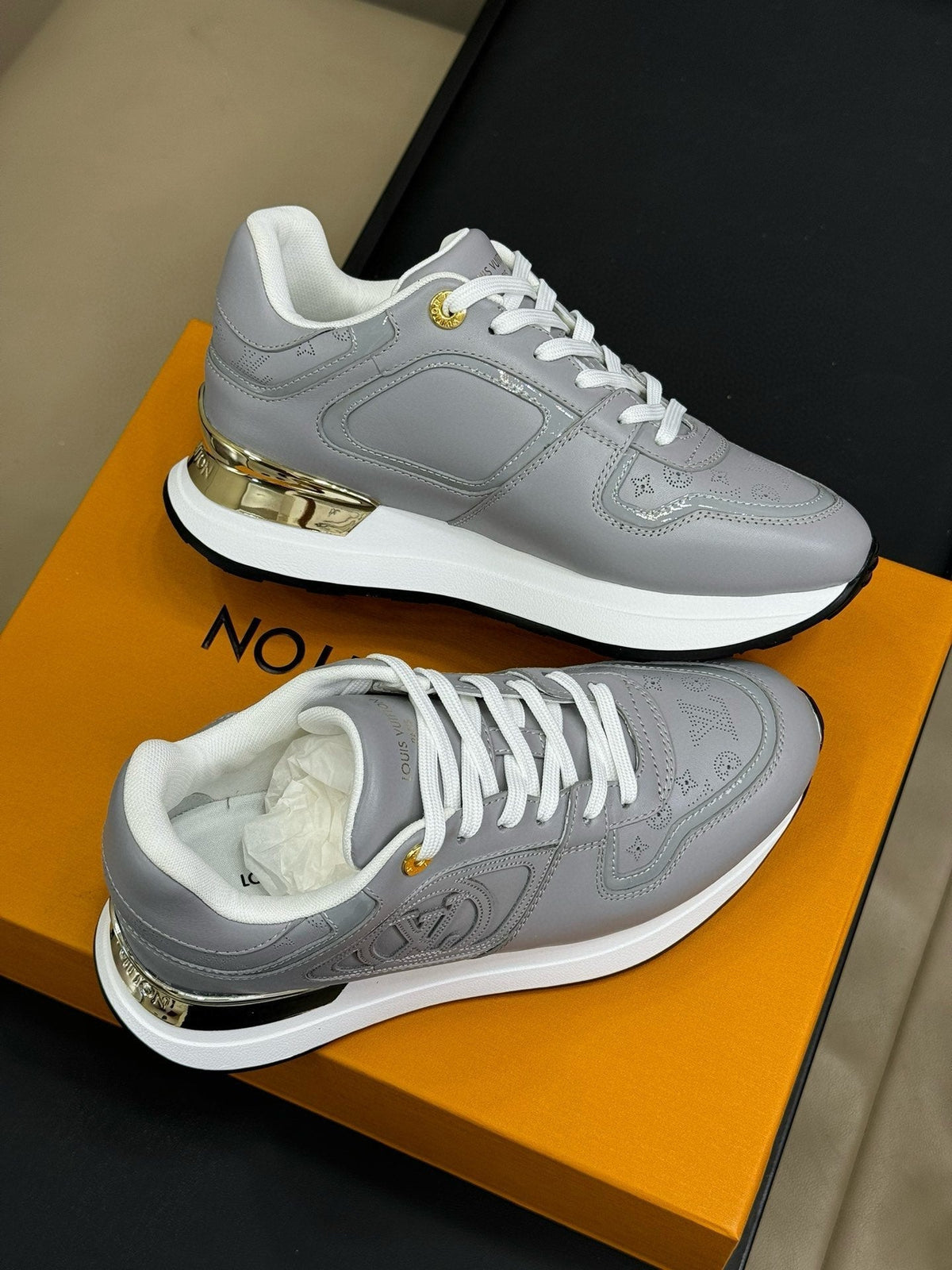 LV NEO RUN AWAY SNEAKER IN STEEL GRAY CALFSKIN
