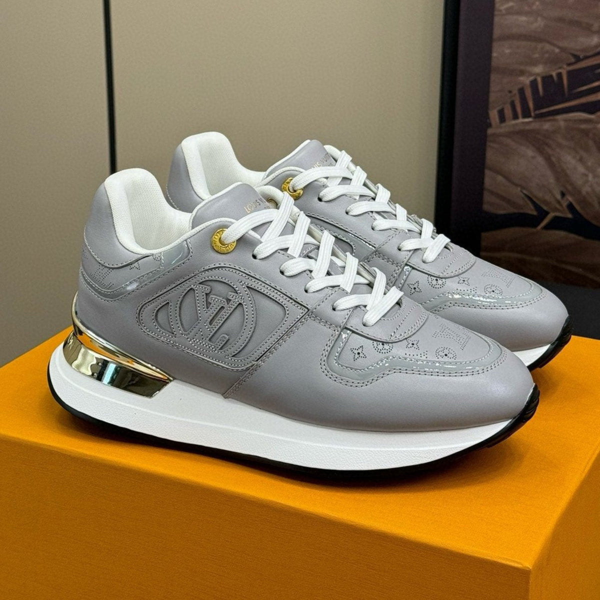 LV NEO RUN AWAY SNEAKER IN STEEL GRAY CALFSKIN